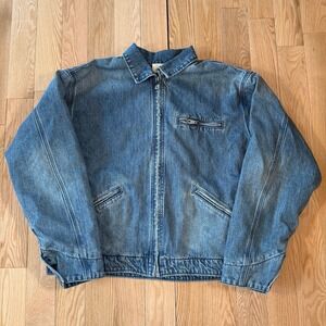 Elwood Petrol Blue Denim Jacket Flannel Lined Workwear Mens Large NWT